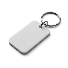 Fototapeta premium Blank Rectangular White Plastic Keychain Tag