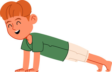 Boy Doing Push-Ups Cartoon Style