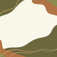 Obraz premium A modern abstract background featuring a blend of earthy green and brown tones with soft, organic shapes. The design includes smooth, wavy lines that create a dynamic yet calming effect