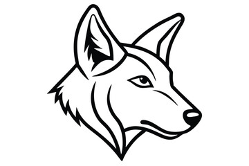 A striking black and white monochrome drawing presents a side profile of a wolf's head