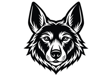 Black and white wolf face showcases a tribal tattoo with sharp details