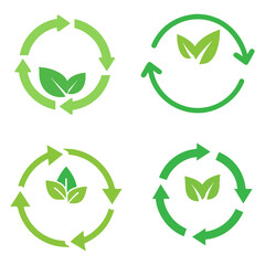 Green arrow with ECO symbol leaf