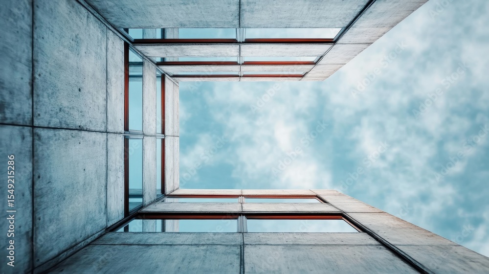 Poster a stunning perspective of modern concrete architecture captures the interplay between structure, lig