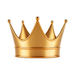 Golden crown 3d render isolated on transparent background