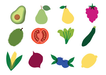 Fruits and vegetables vector illustration – colorful healthy food design