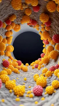 Microscopic structure orange and red objects