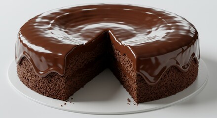 Indulge in Decadence: A Rich Chocolate Cake, Perfectly Glazed and Ready to Share, Beckons with Irresistible Sweetness.