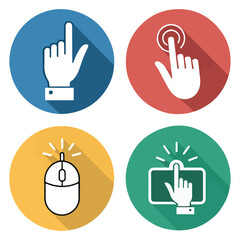 Hand Clicks, Mouse Clicks, and Touchscreen Interactions A Collection of Click Icons