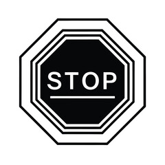 Stop sign in circular frame mounted to octagonal board Vector illustration
