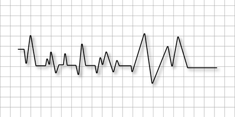 Heart disease cardiogram. Increasing amplitude pulse rate, sawtooth wave, increasing amplitude wave. Heart pulse monitor with signal. Electrocardiogram. Medical healthcare symbol. vector.             