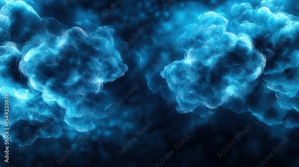 Poster mesmerizing abstract blue clouds creating a mystical, ethereal atmosphere, symbolizing calmness and 
