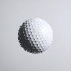 Golf ball in pristine condition floating against neutral background space