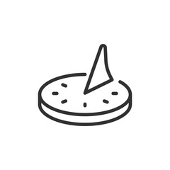 Sundial, linear icon. Ancient timekeeping, solar shadow clock, or historical instrument. Line with editable stroke.