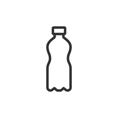 Curved water bottle, linear icon. Drink container for sports or travel. Line with editable stroke.