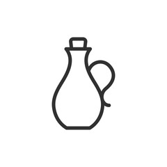 Pitcher bottle with handle, linear icon. Oil or dressing container. Line with editable stroke.