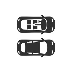 Top view car icon. car arrangement, traffic, driving and urban navigation