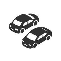 Side view cars icon, isometric style. driving, transportation, vehicle fleet or comparison. Editable stroke.