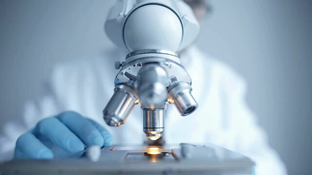 A scientist studies microbial life under a microscope, investigating the role of bacteria in food spoilage and how to prevent contamination.