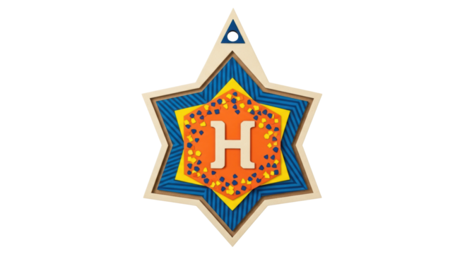 Isolated Star of David with Letter H