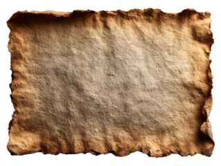 A rustic grunge-style aged paper with burnt edges, realistic old parchment texture, isolated on transparent background --ar 4:3 --v 7.0 --p 537mr6h --s 250