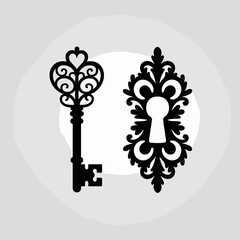  Vintage Key & Ornate Keyhole Plate Design