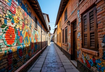 Fototapeta premium colorful street art and graffiti in urban alley