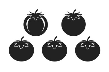 set of Tomato vector silhouette illustration isolated on white background