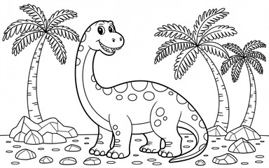 Cartoon vector illustration of a wild camel in the desert with a palm tree, a funny safari animal design