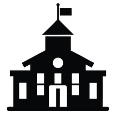 School Building Vector Illustration, Educational Institution Icon, Campus Silhouette for Learning Centers, Universities, Academic Projects, and Educational Branding
