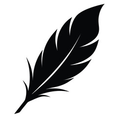 Vintage feather quill pen in black silhouette, great for writing, classic literature, creativity, and historical-themed vector illustrations