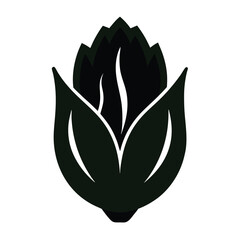 Black silhouette of a leafy vegetable or lettuce icon, perfect for organic food, vegetarian, and healthy lifestyle vector illustrations
