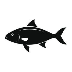  Black fish silhouette icon, great for seafood, fishing, aquatic life, marine, or underwater vector-themed illustrations