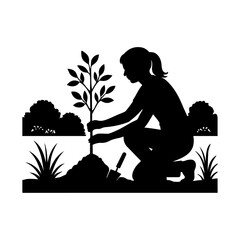 Black and White Silhouette – People, Trees, and Tranquility