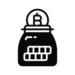 A well designed glyph icon of bitcoin storage jar