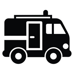 Food truck vector icon in black silhouette for street food branding, culinary delivery, mobile kitchen illustration, and fast food visuals