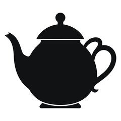 Classic teapot silhouette vector in black for tea branding, kitchen icons, hot beverage illustration, vintage decor and household graphic designs
