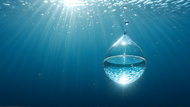 A single drop of water holds an entire living ecosystem — swirling tides, radiant marine life, and the raw energy of the sea. 