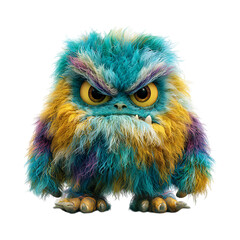 Obraz premium Grumpy Monster A Colorful Textured Digital Creature against transparent background