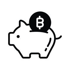 Well crafted glyph icon of bitcoin piggy bank