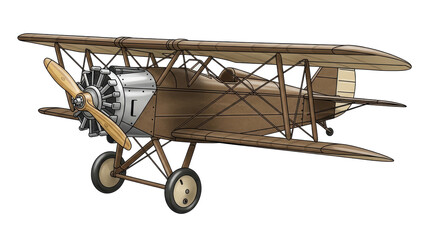 Isolated Vintage Biplane Aircraft