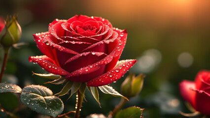 A single petal holds the memory of an entire garden — each dewdrop is a tiny lens capturing blurred blossoms, golden sunlight, and the quiet poetry of dawn.