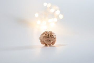 脳の模型と光 ひらめき 覚醒のイメージ