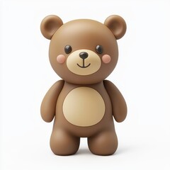 Obraz premium Cute, cuddly toy bear figurine, symbol of nature play on white.