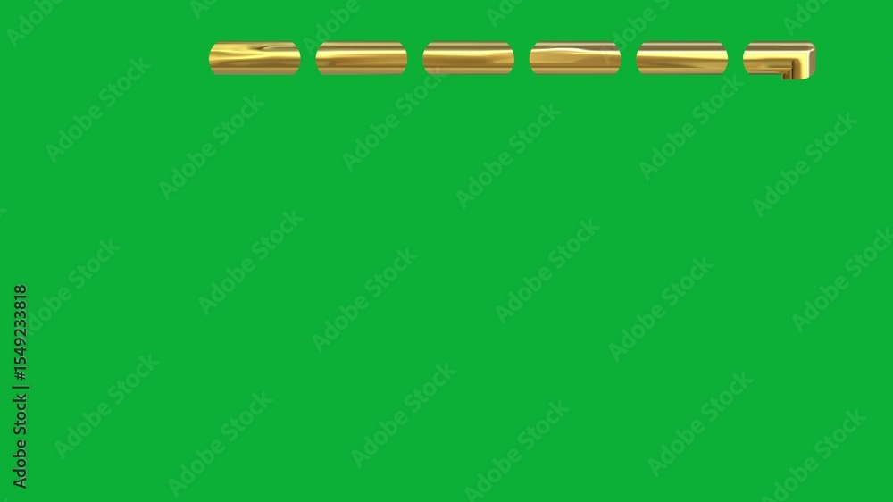 Poster golden 3d dotted rectangle shape animation on green screen background for creative project