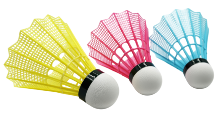 Isolated Colorful Badminton Shuttlecocks
