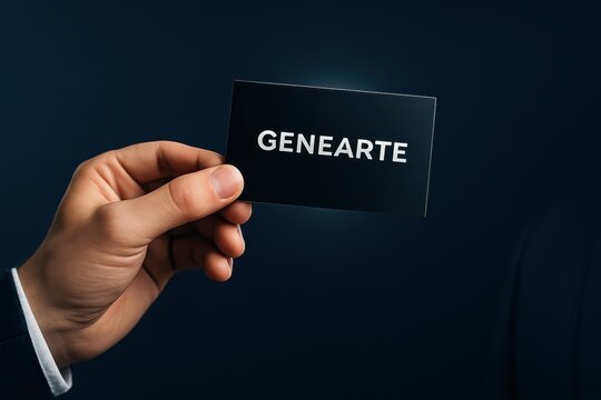 Hand holding a black card with the word "generate" on it.