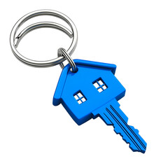 Blue House Key Ring - Symbol of Homeownership and Real Estate