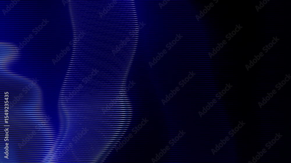 Poster Abstract dark blue waving strings abstract background 3D motion graphics. Dark loop background