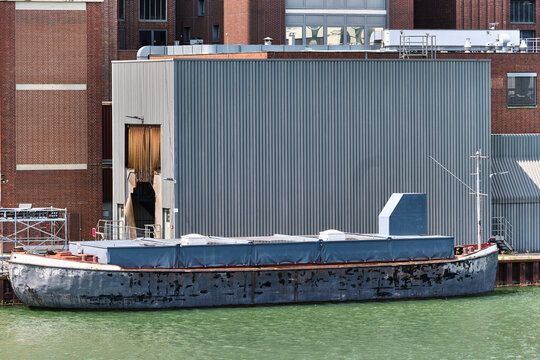 A storage barge at VW Kraftwerk near Autostadt Wolfsburg