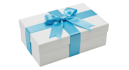 Isolated Gift Box with Blue Ribbon